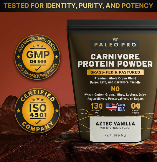PaleoPro Carnivore Complete Aztec Vanilla scoop for convenient daily protein portion.