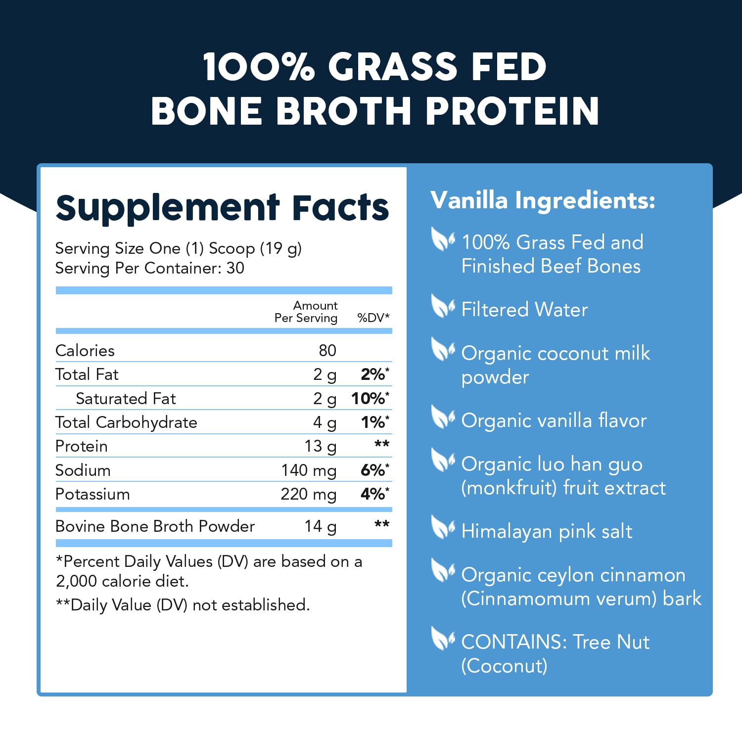 Paleovalley bone broth powder vanilla in mug suggests a warming, protein-rich beverage option.