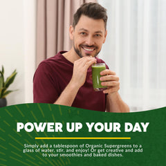 Paleovalley Organic Supergreens shake in a glass with kid-friendly taste.