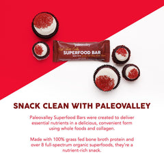 Paleovalley Red Velvet Bar packaging highlights gluten-free and grain-free qualities