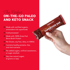 Paleovalley Red Velvet Bar on wooden table showcases organic superfood ingredients
