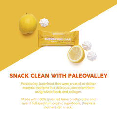 Paleovalley bar showcases kale, broccoli, spinach blend for real-food nutrition.