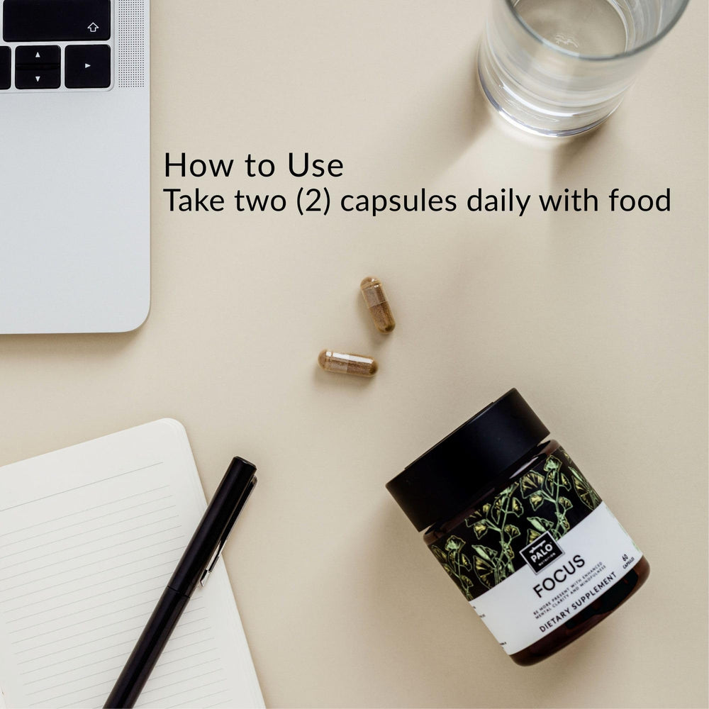 PALO Focus capsules dispense demonstrates easy dose for steady mental energy.