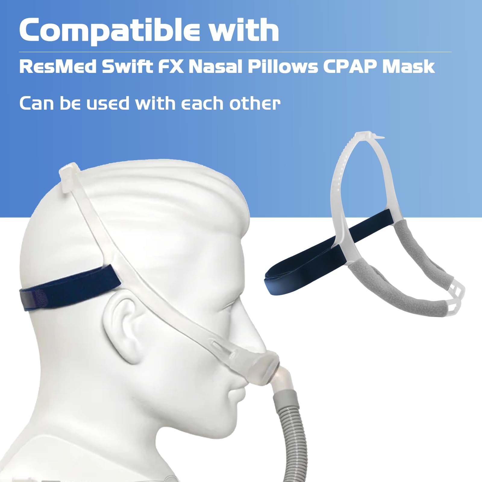 PalpitateC headgear silicone frame, side view, adjustable fit for Swift FX.