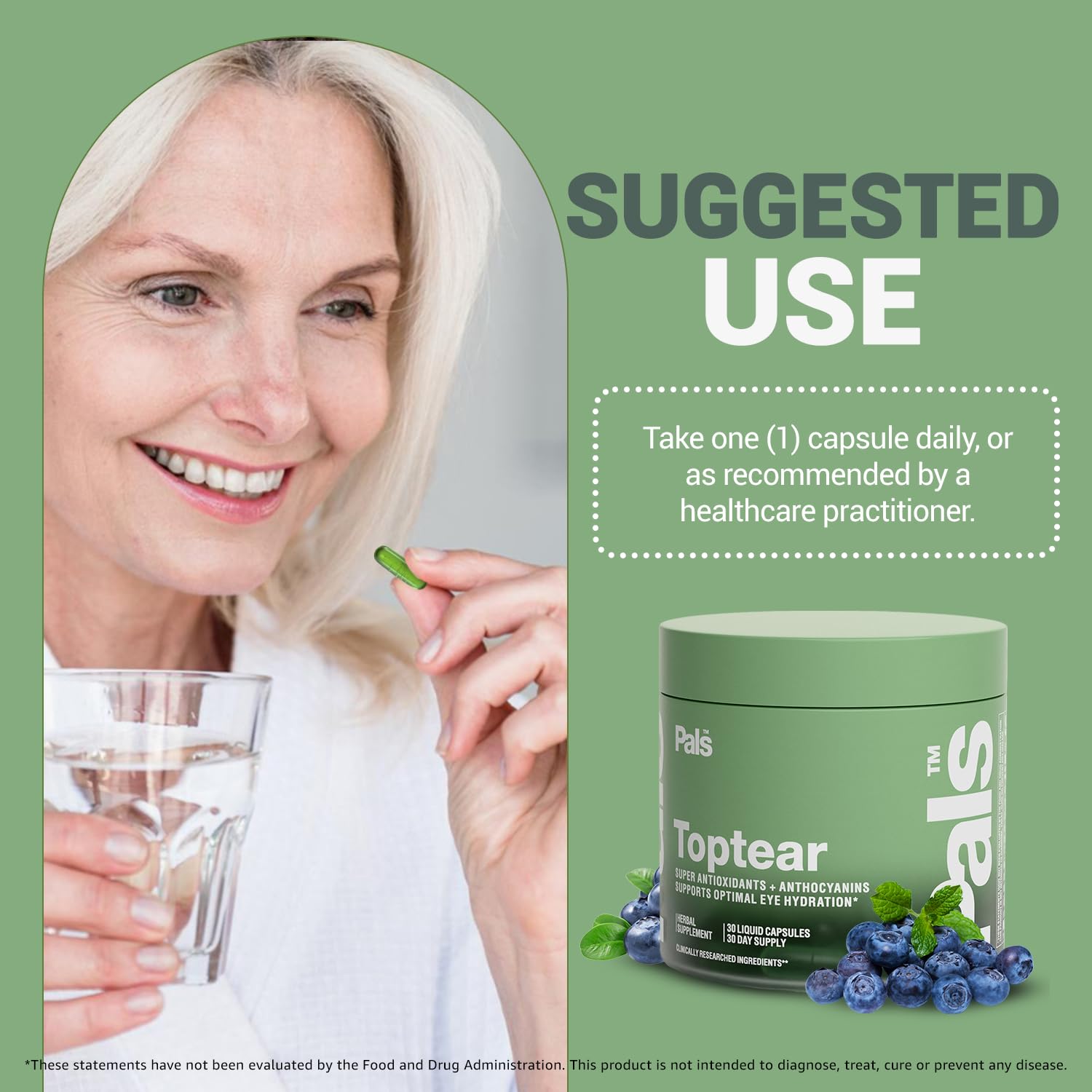 PALS Toptear ashwagandha capsule hints at adaptogenic balance for focus.