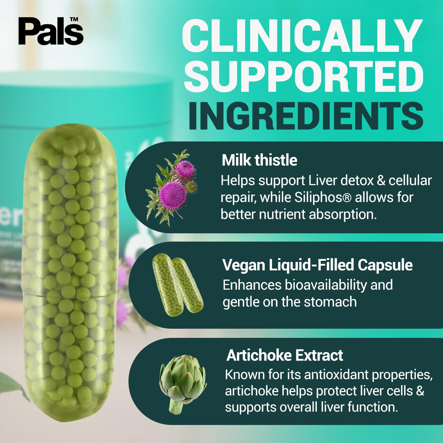 PALS Liverpal artichoke ingredient close-up suggesting natural liver support.