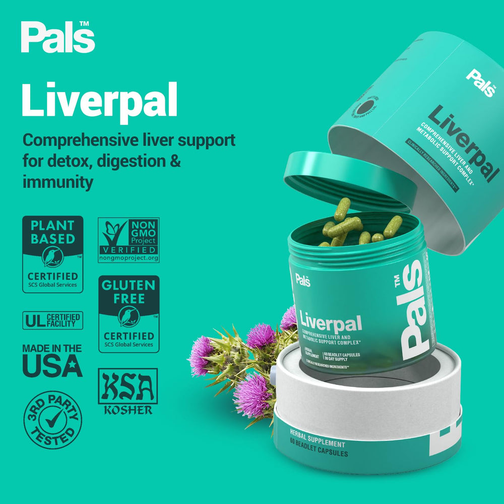 PALS Liverpal silymarin extract close-up highlighting antioxidant-rich composition.