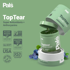 PALS Toptear capsule highlights vegan eye vitamins for daily comfort.