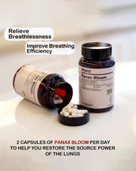 Panax Bloom label on bottle highlights plant based ingredients