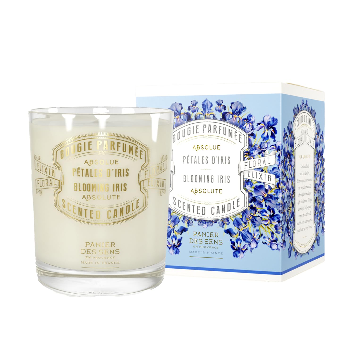 Panier des Sens Iris Candle pour releasing a soft, lasting fragrance in your living space.