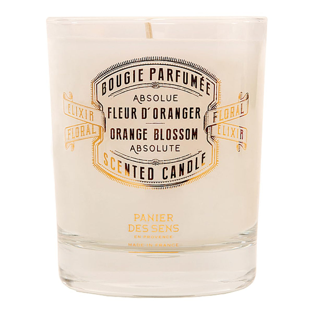 Panier des Sens orange blossom candle packaging in a gift box suggests elegant gifting.