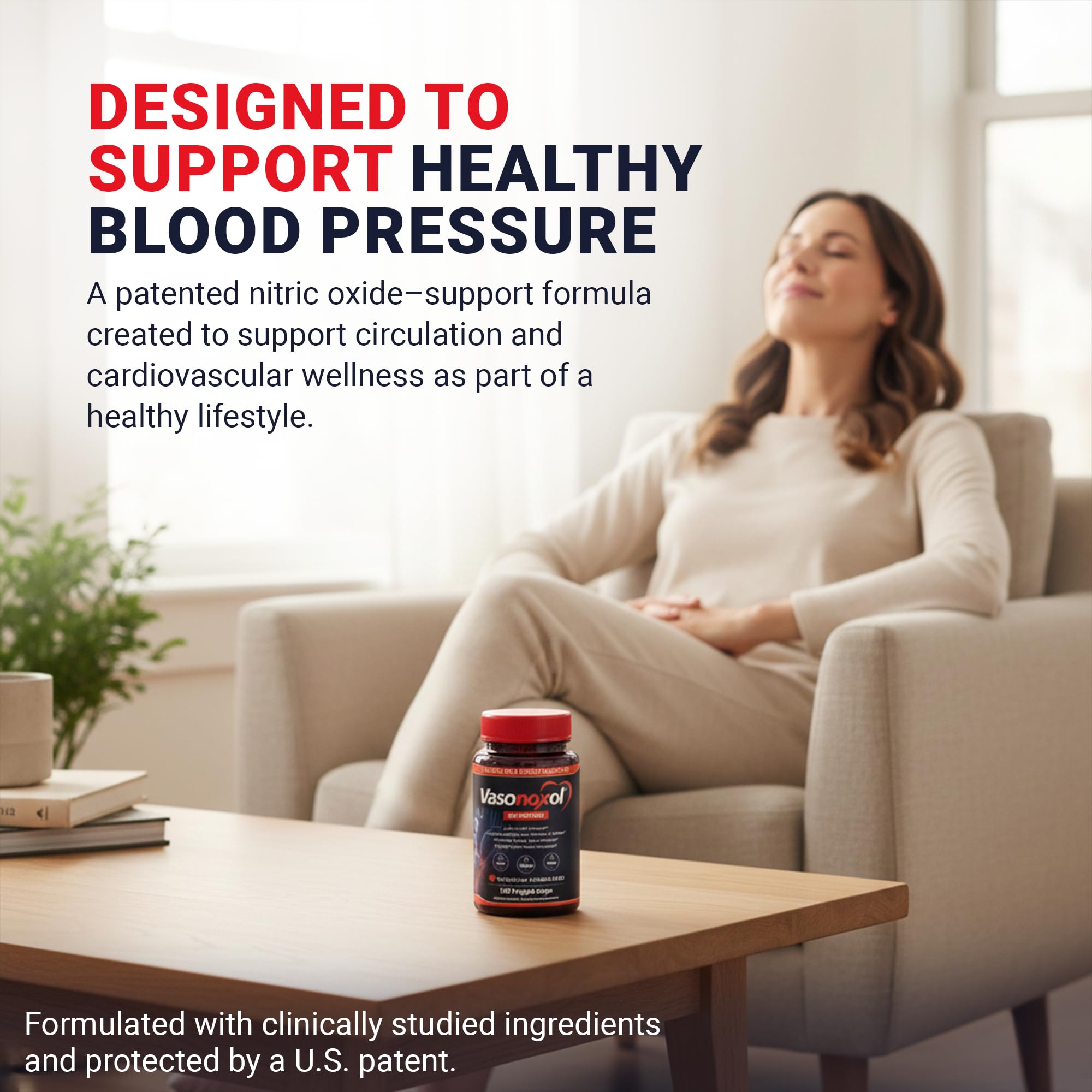 Panoxol Vasonoxol packaging front showcasing natural, plant-based formula.