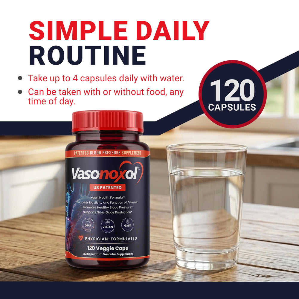 Panoxol Vasonoxol health concept emphasizing blood flow and vitality.