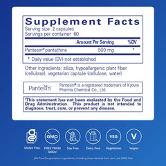 Pantethine capsules close-up ready for daily supplementation.