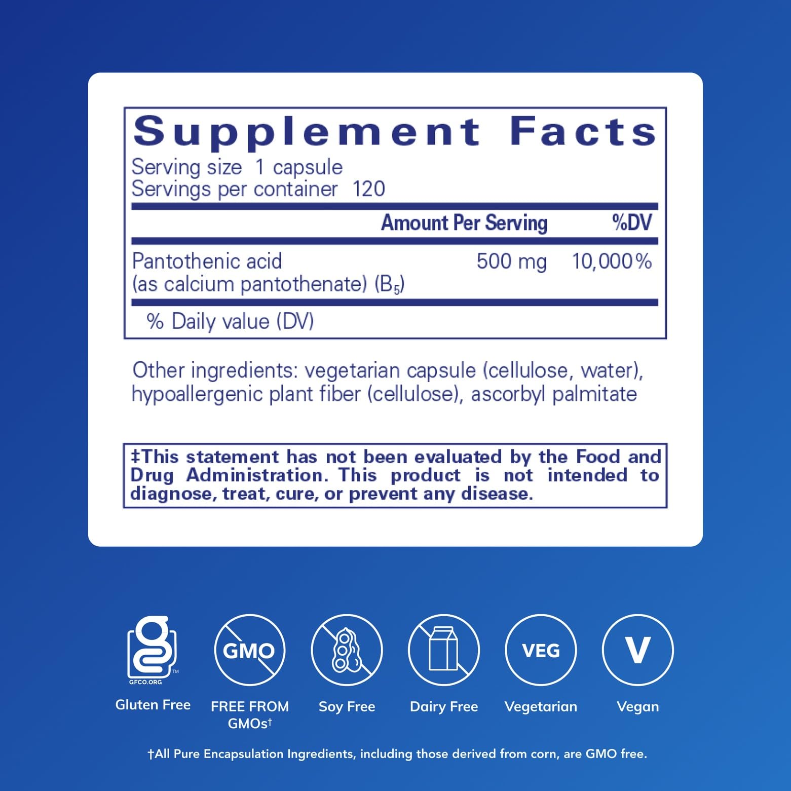 Pantothenic acid capsules closeup highlights easy daily supplementation and capsule quality.