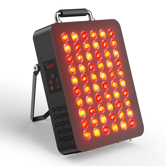 PAPIBLU red light therapy panel front view on a stand for home use.