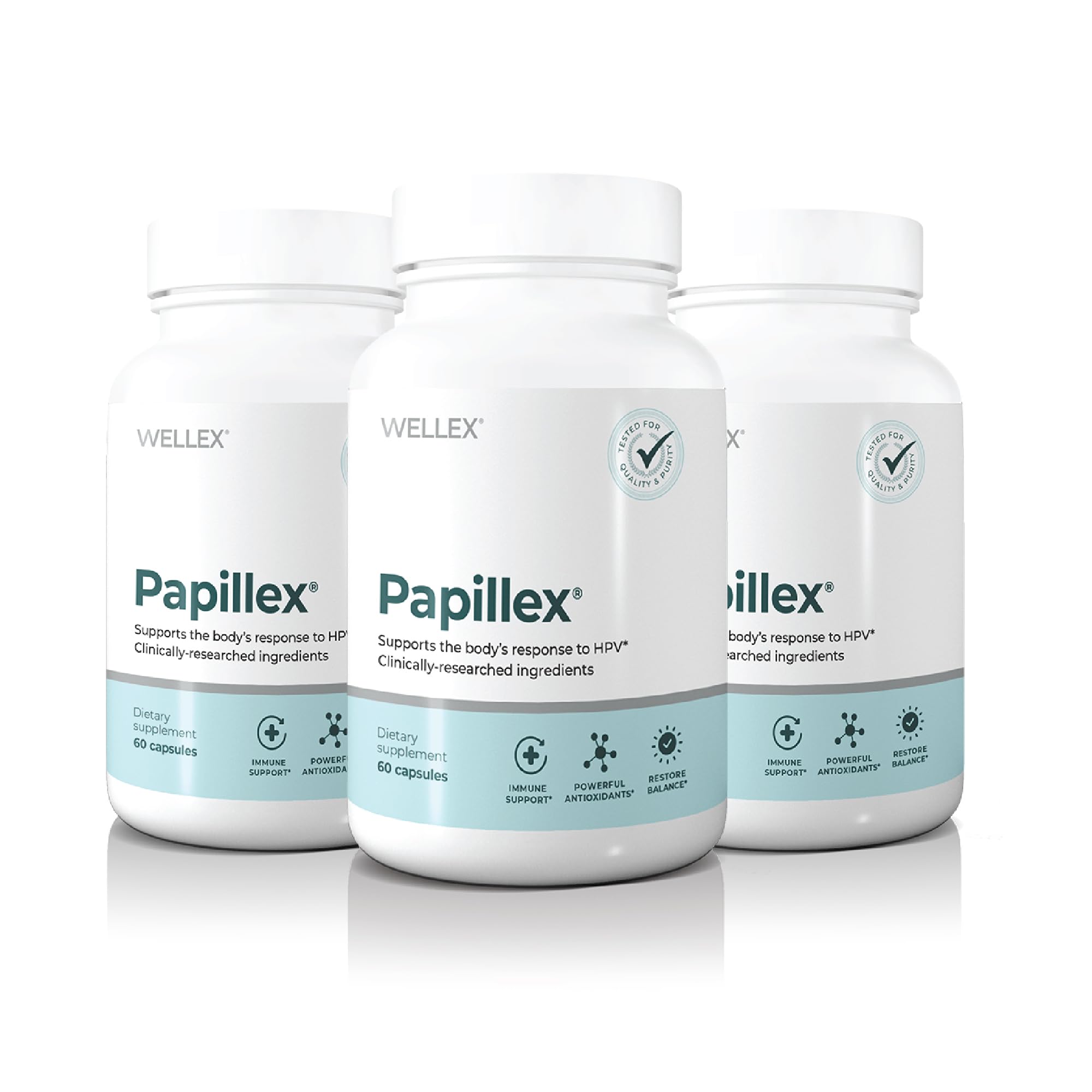 Papillex bottle with capsules for daily immune support in routine use