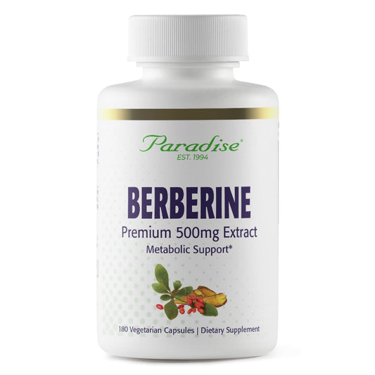 Paradise Herbs Berberine Extract capsules in a bottle for daily wellness