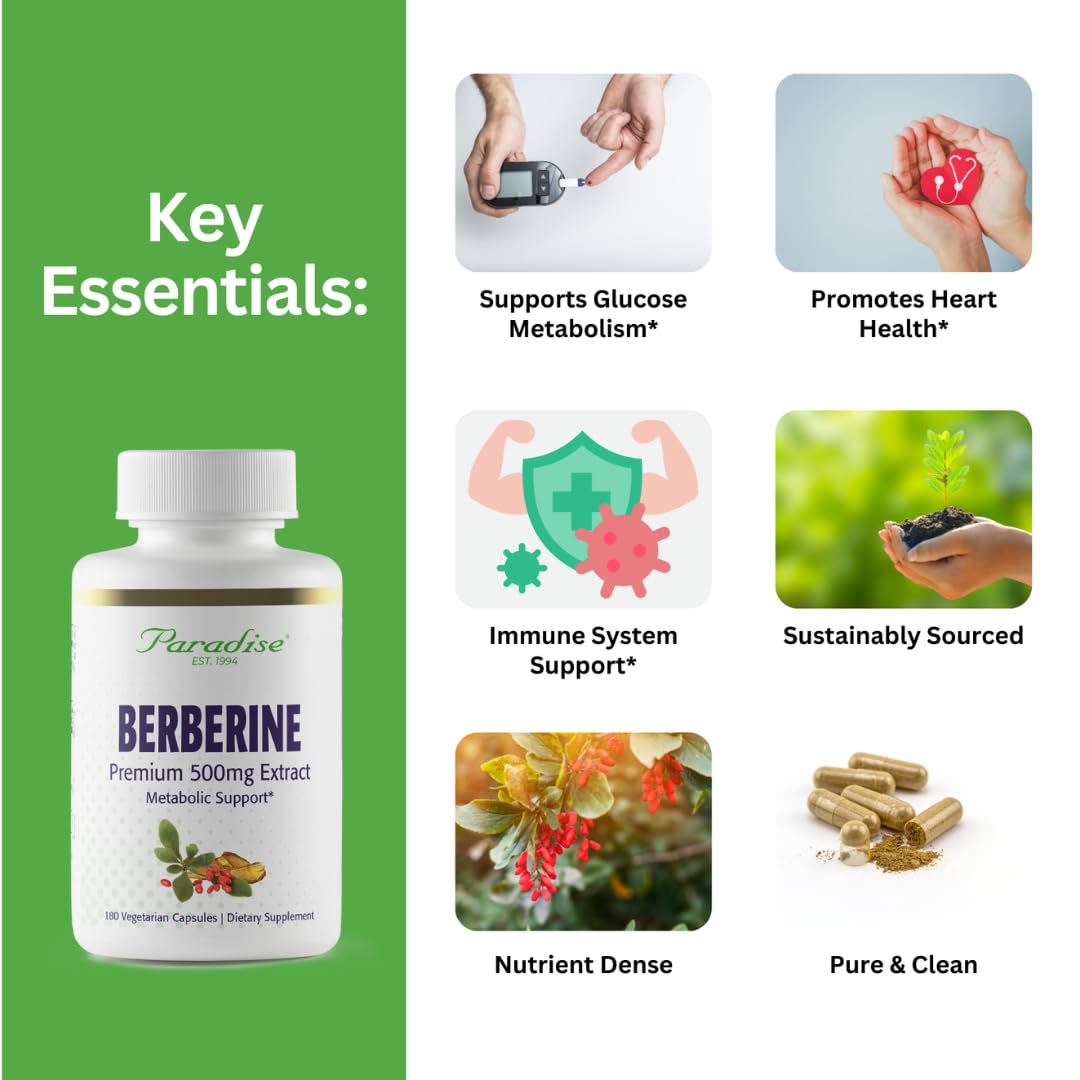 Non-GMO gluten-free label on paradise herbs berberine bottle