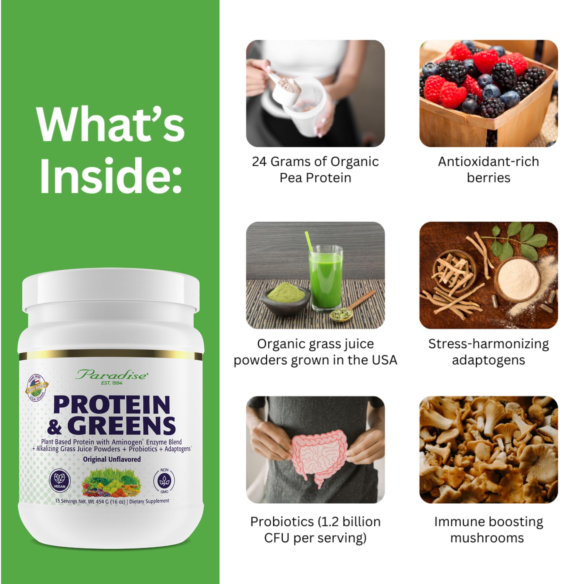 Paradise Herbs ORAC Energy scoop showing quick one-scoop servings on the go.