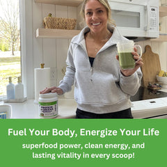 Paradise Herbs ORAC Energy smoothie glass implies quick, nutritious prep.