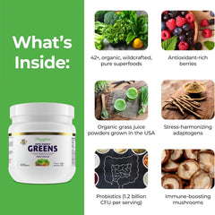Paradise Herbs ORAC Energy Greens bottle label close-up highlighting non-GMO and gluten-free formula