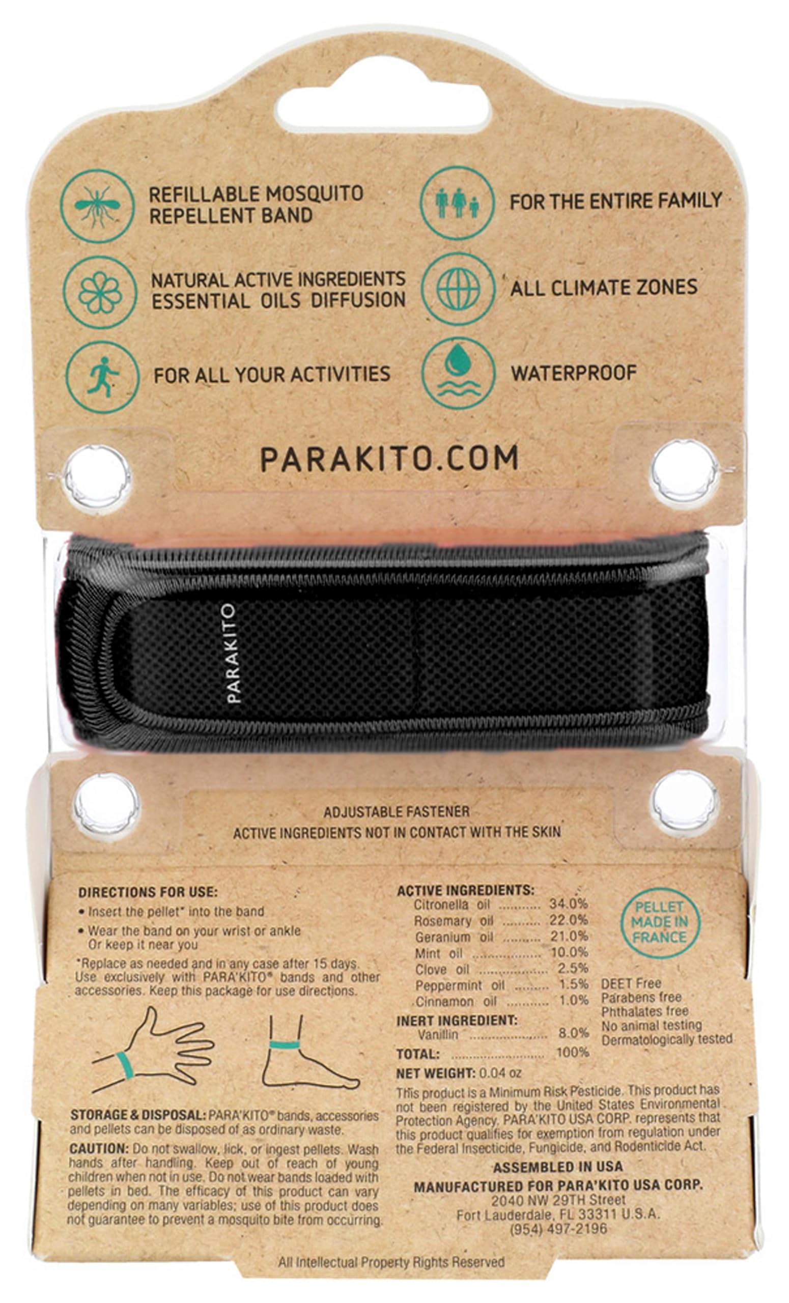 PARA'KITO spray mist on skin before outdoor activities for quick refreshment.