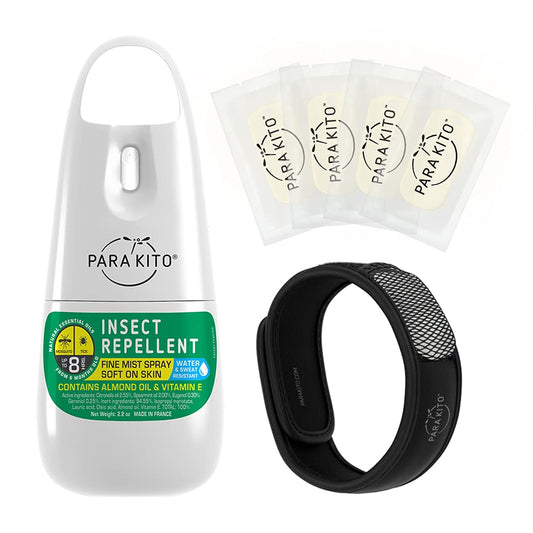 PARA'KITO black wristband worn on the wrist for hiking comfort.
