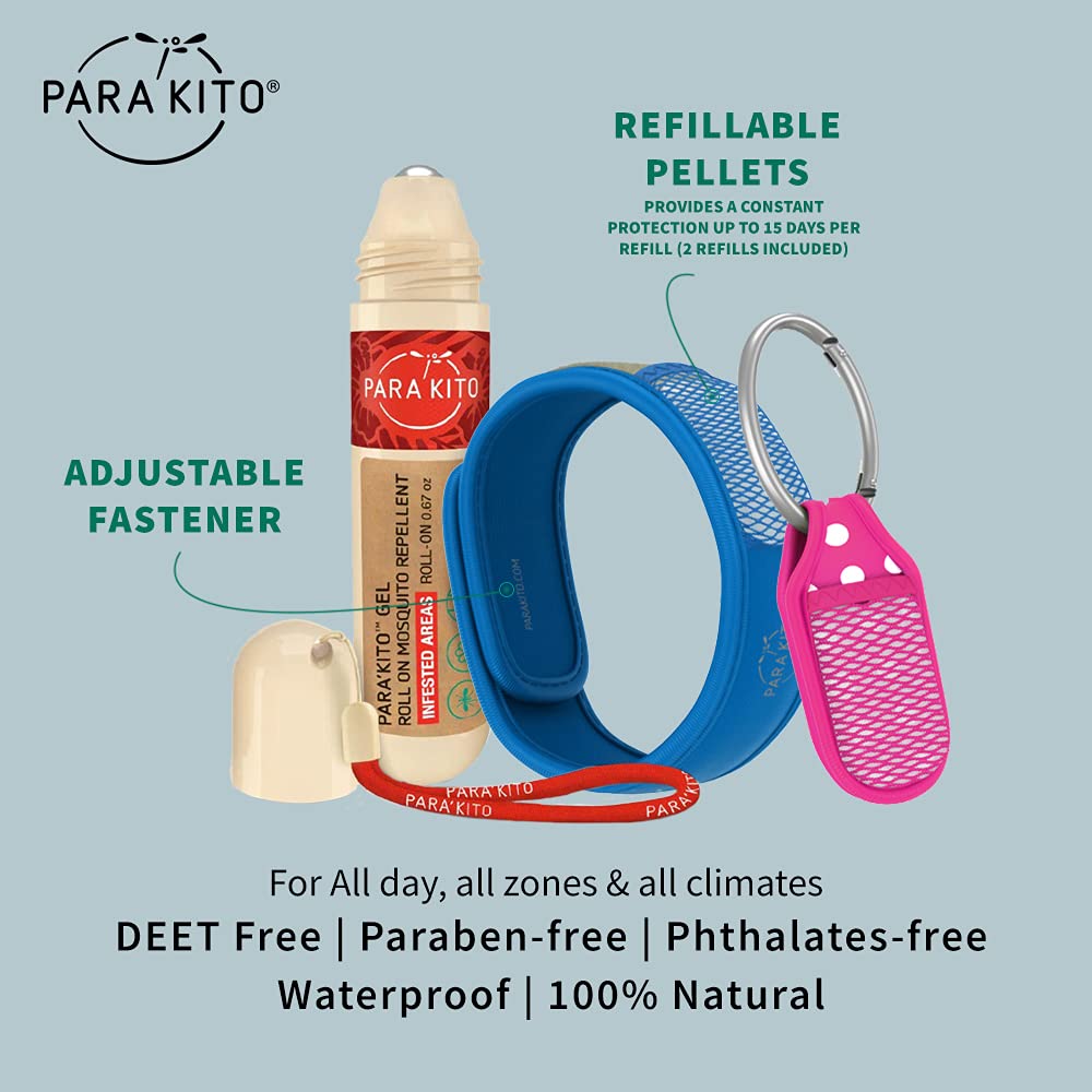 PARA'KITO blue wristband offers all-day protection outdoors