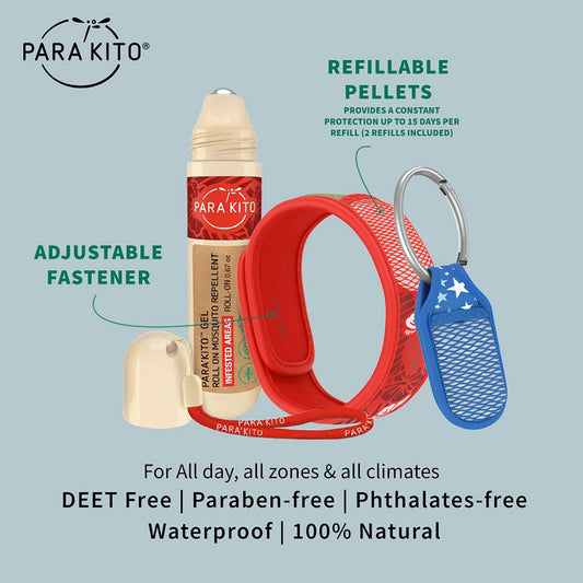 PARA'KITO wristband waterproof refillable design supports everyday outdoor protection.