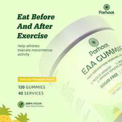 Parhaat EAA Gummies packaging shows portable and travel-friendly design.