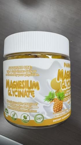 Parhaat magnesium glycinate soft chews pineapple label close-up sugar-free vegan-friendly