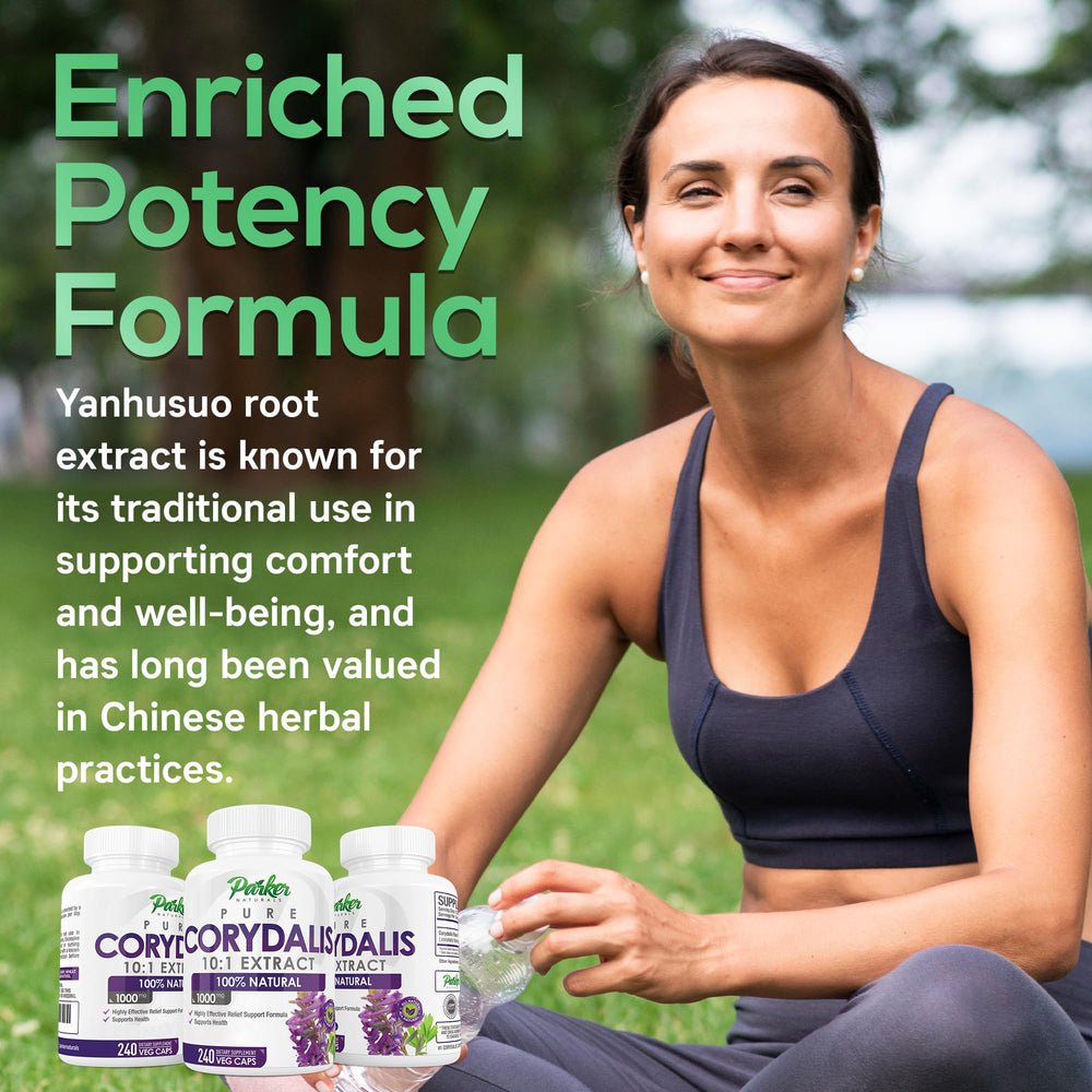 Parker Naturals Corydalis capsules in bottle, featuring a 240-count veggie option