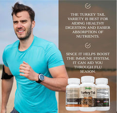 Parker Naturals turkey tail capsules close-up highlighting digestion support