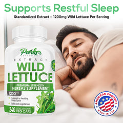 Parker Naturals Wild Lettuce Extract label highlights GMP-compliant production.