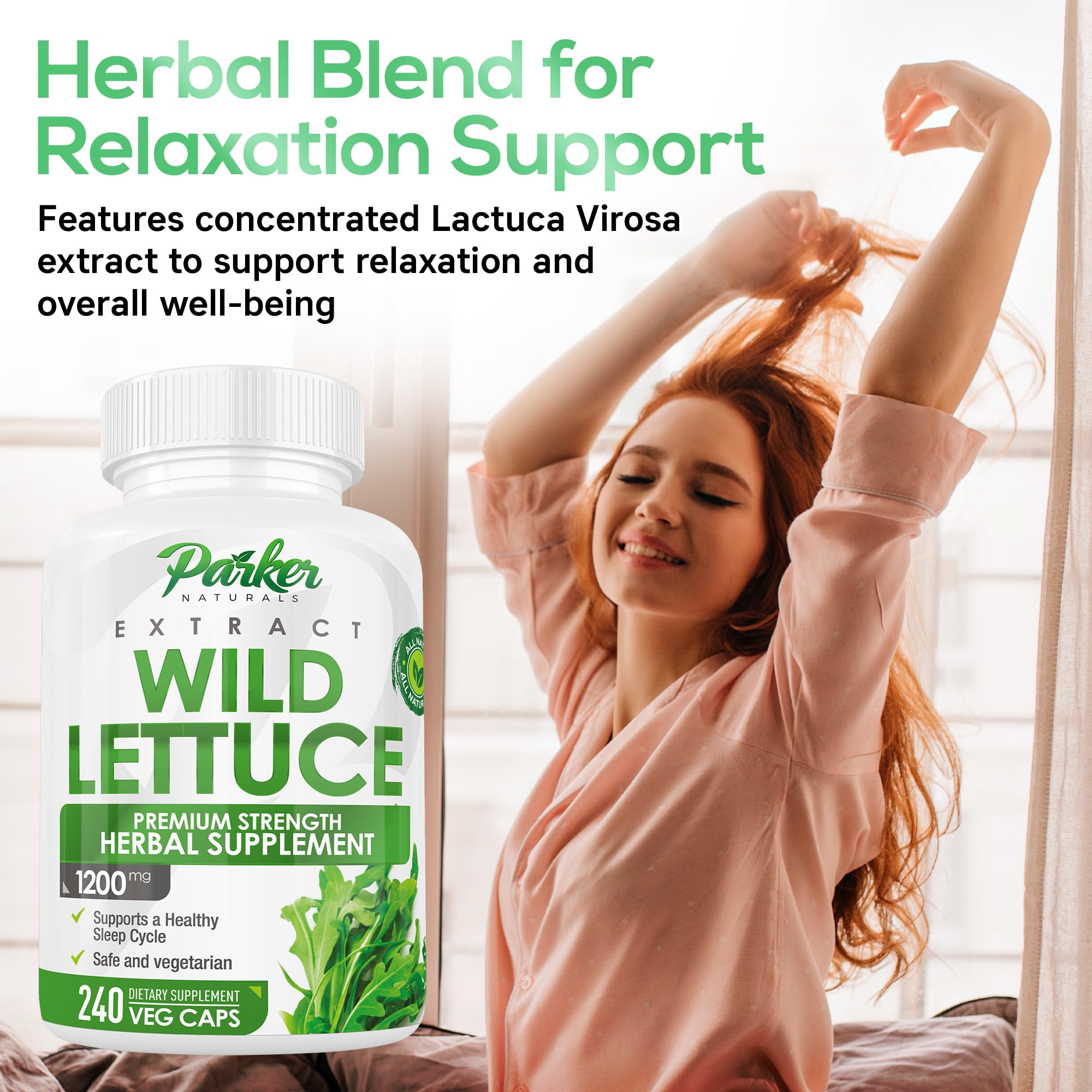 Parker Naturals Wild Lettuce Extract serving size icon shows 120 servings.