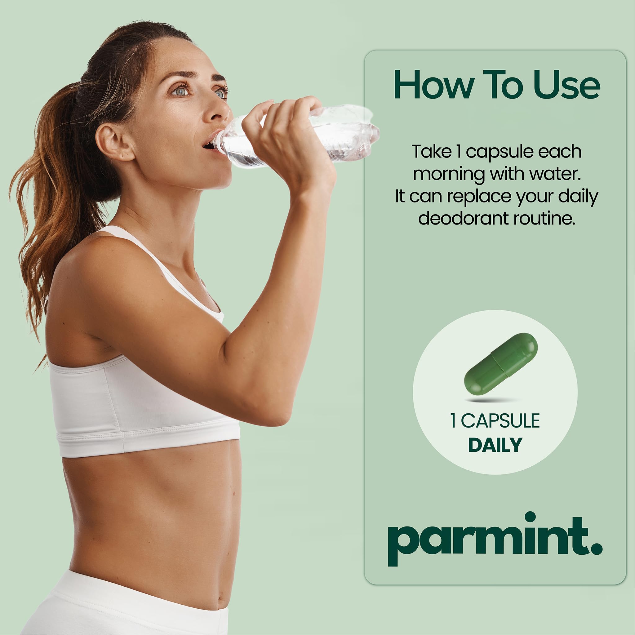 Parmint underarms odor support visual illustrating discreet odor management