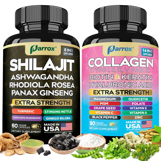 Parrox Adaptogen & Beauty Bundle bottle featuring Rhodiola for daily wellness.