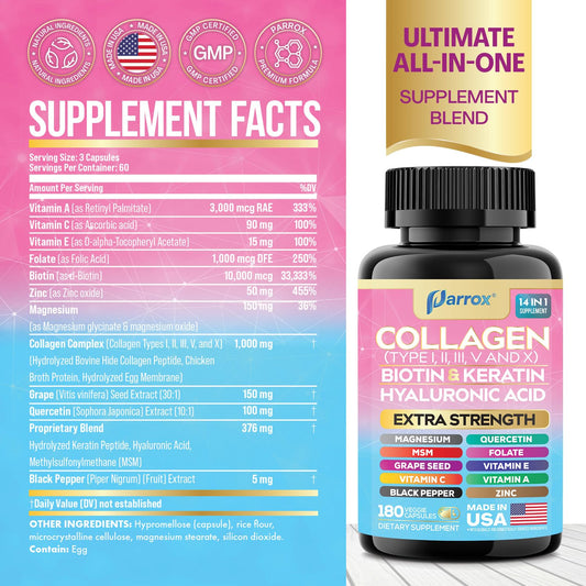 Parrox capsules close-up highlighting hydrolyzed collagen content