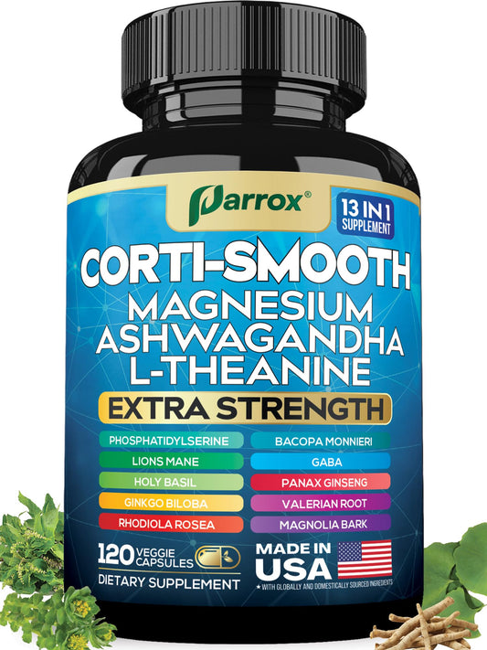 Parrox Corti-Smooth bottle front view showing the capsule formula for daily balance