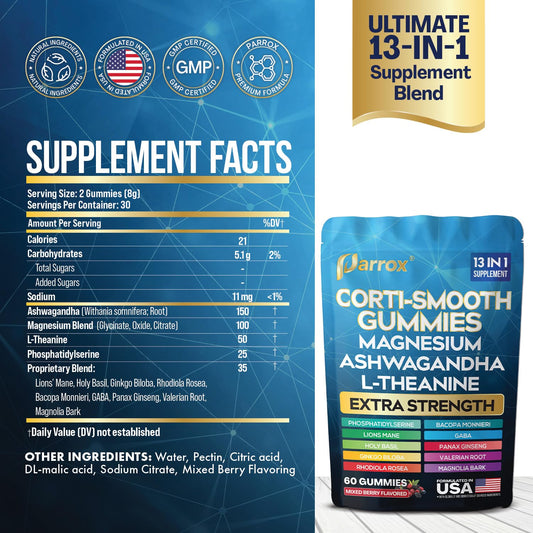 Parrox Corti-Smooth mixed berry gummies closeup for a tasty daily routine.