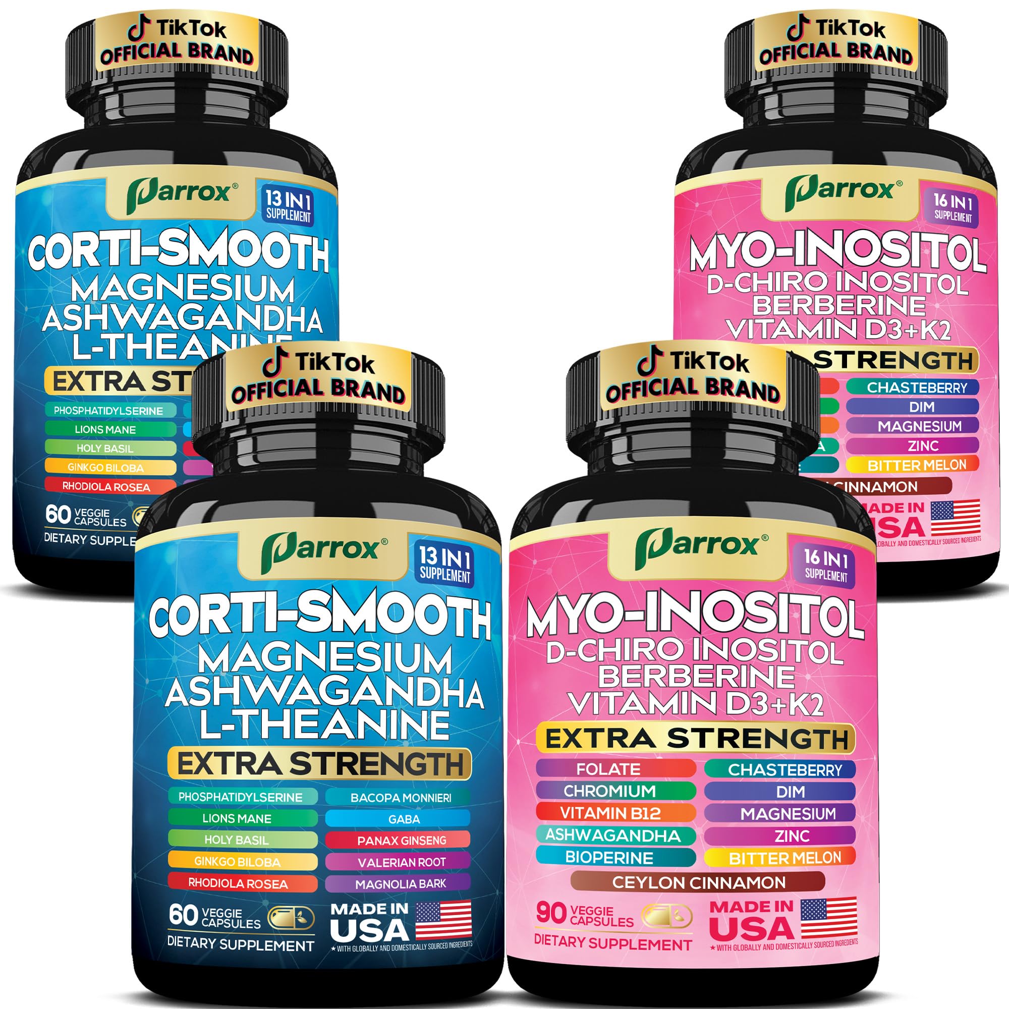 Parrox cortisol balance bottle shown for daily calm and balanced mood.