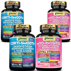 Parrox cortisol balance bottle shown for daily calm and balanced mood.