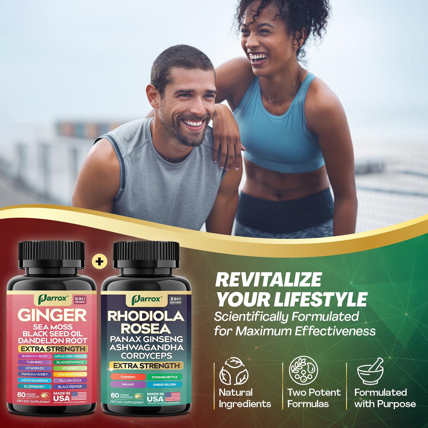 Parrox Dynamic Duo two bottles emphasize a simple daily routine.