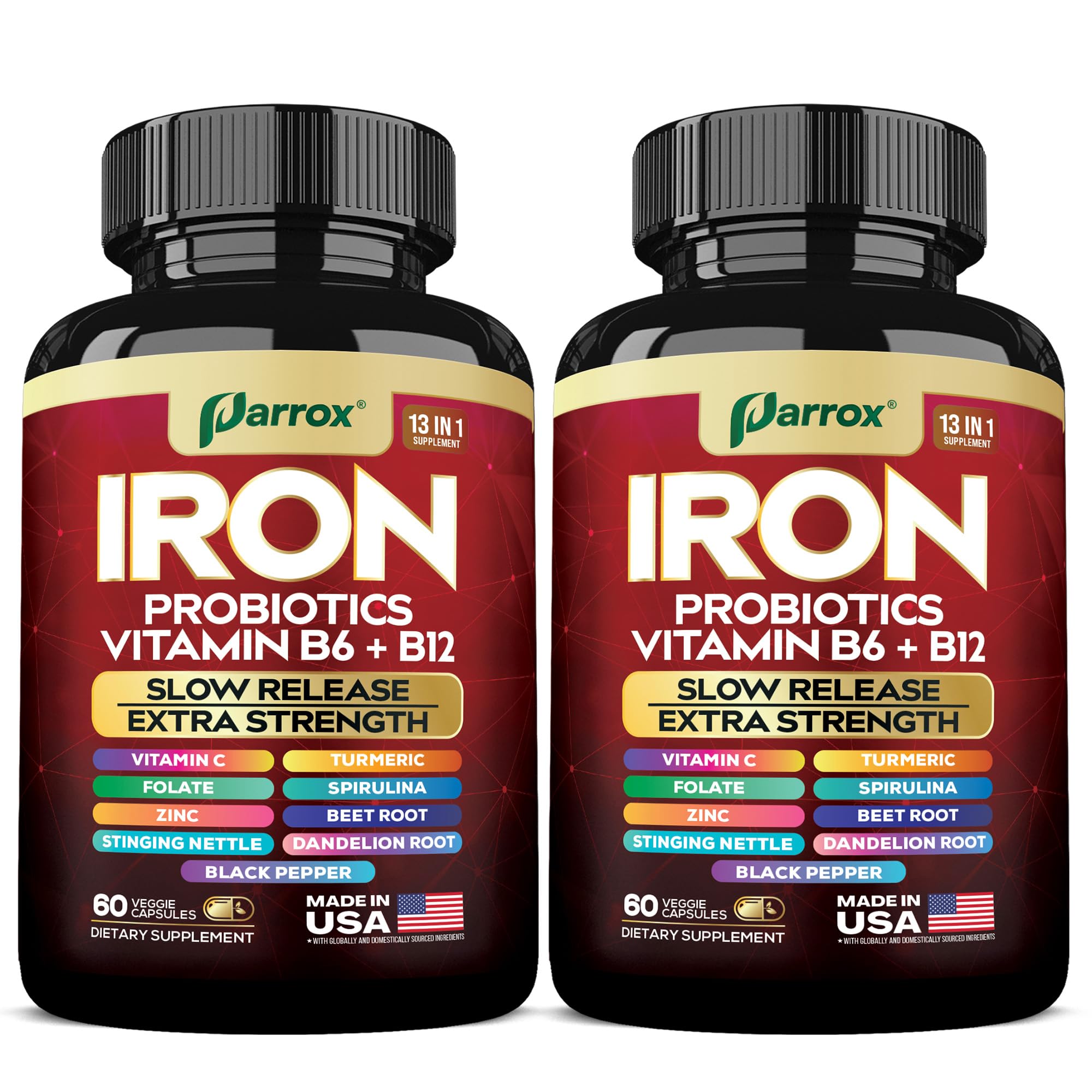 Parrox Elemental Iron capsule with slow-release core for steady daily iron support.