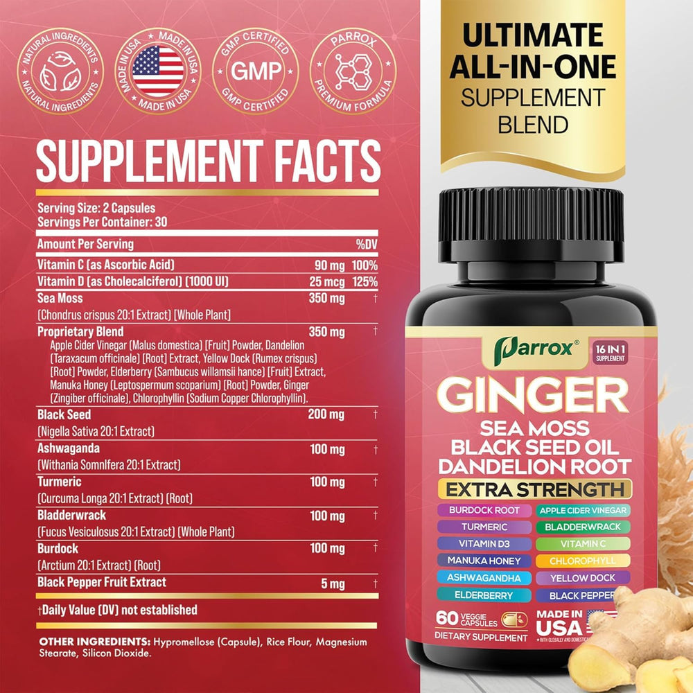 Parrox Ginger 16-in-1 2-pack capsules-dispensed: two easy capsules for routine