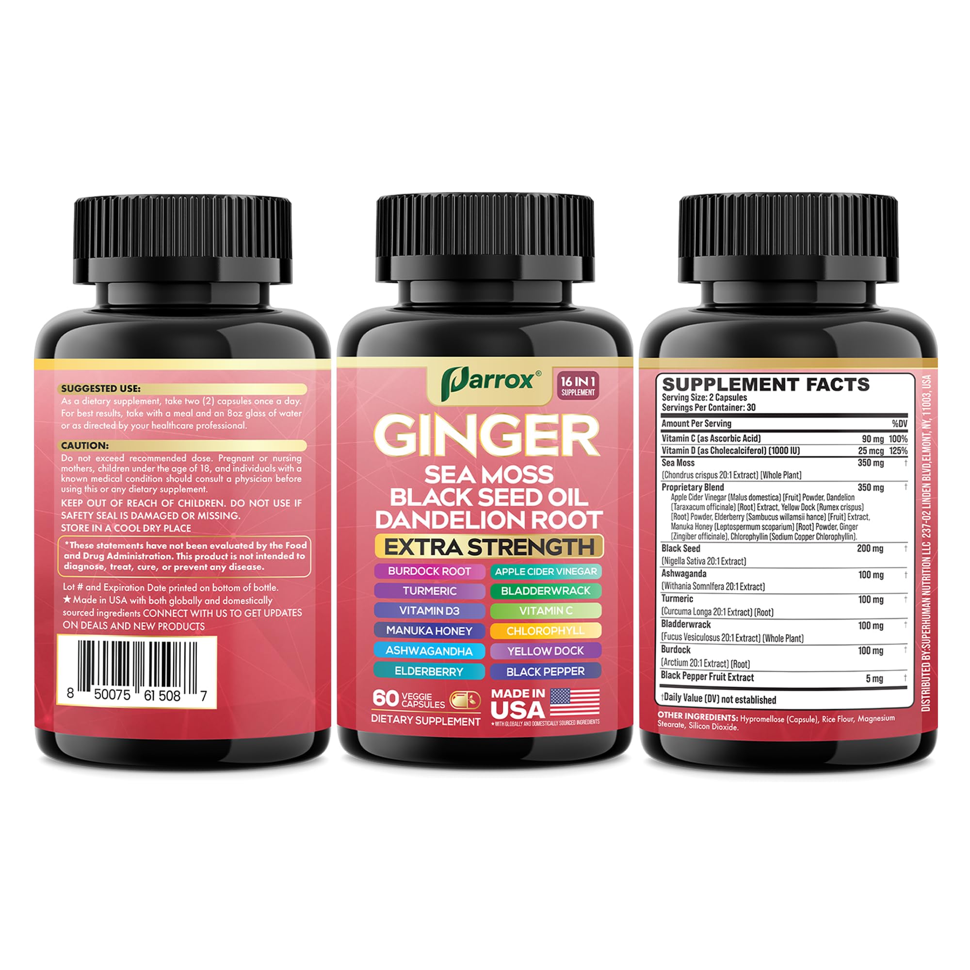 Parrox Ginger 16-in-1 capsule-closeup: smooth texture and easy swallow