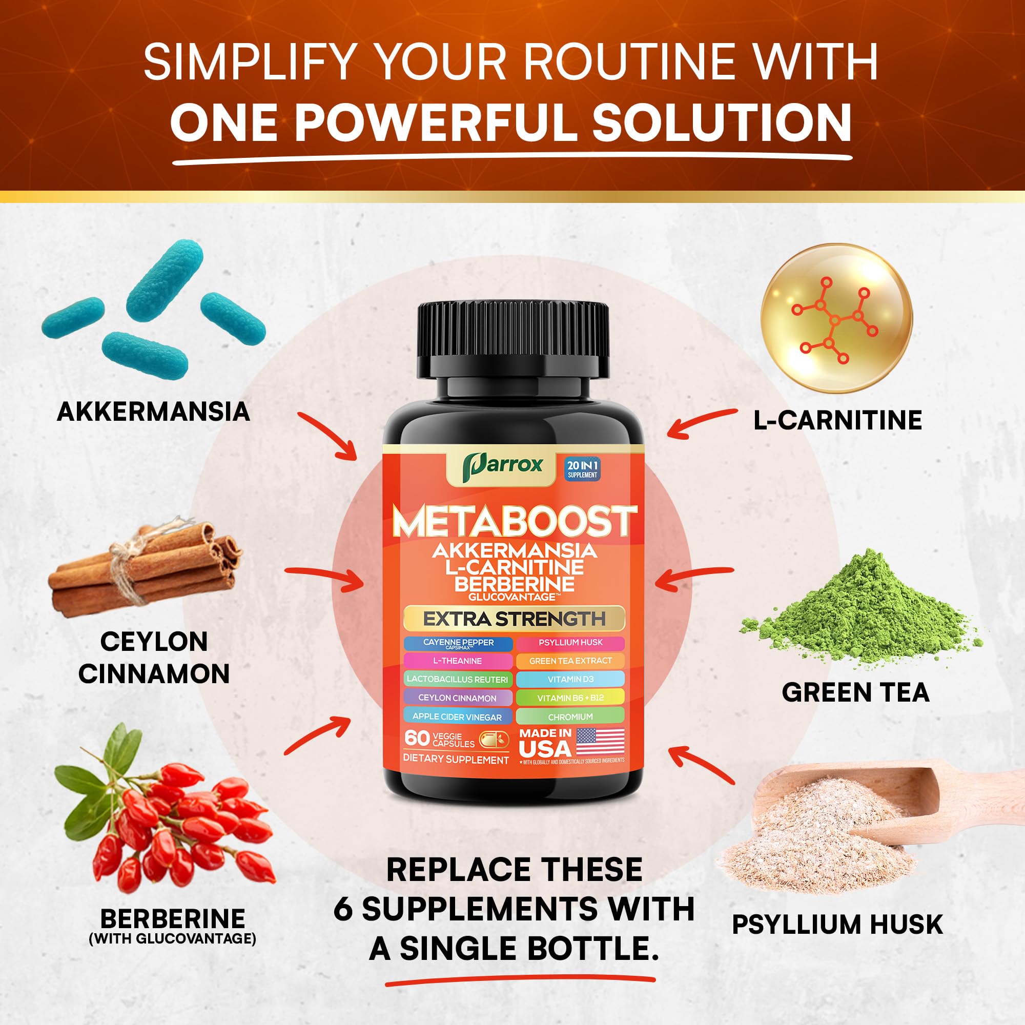 Parrox GLP-1 Booster Akkermansia muciniphila powder, gut-friendly probiotic option.