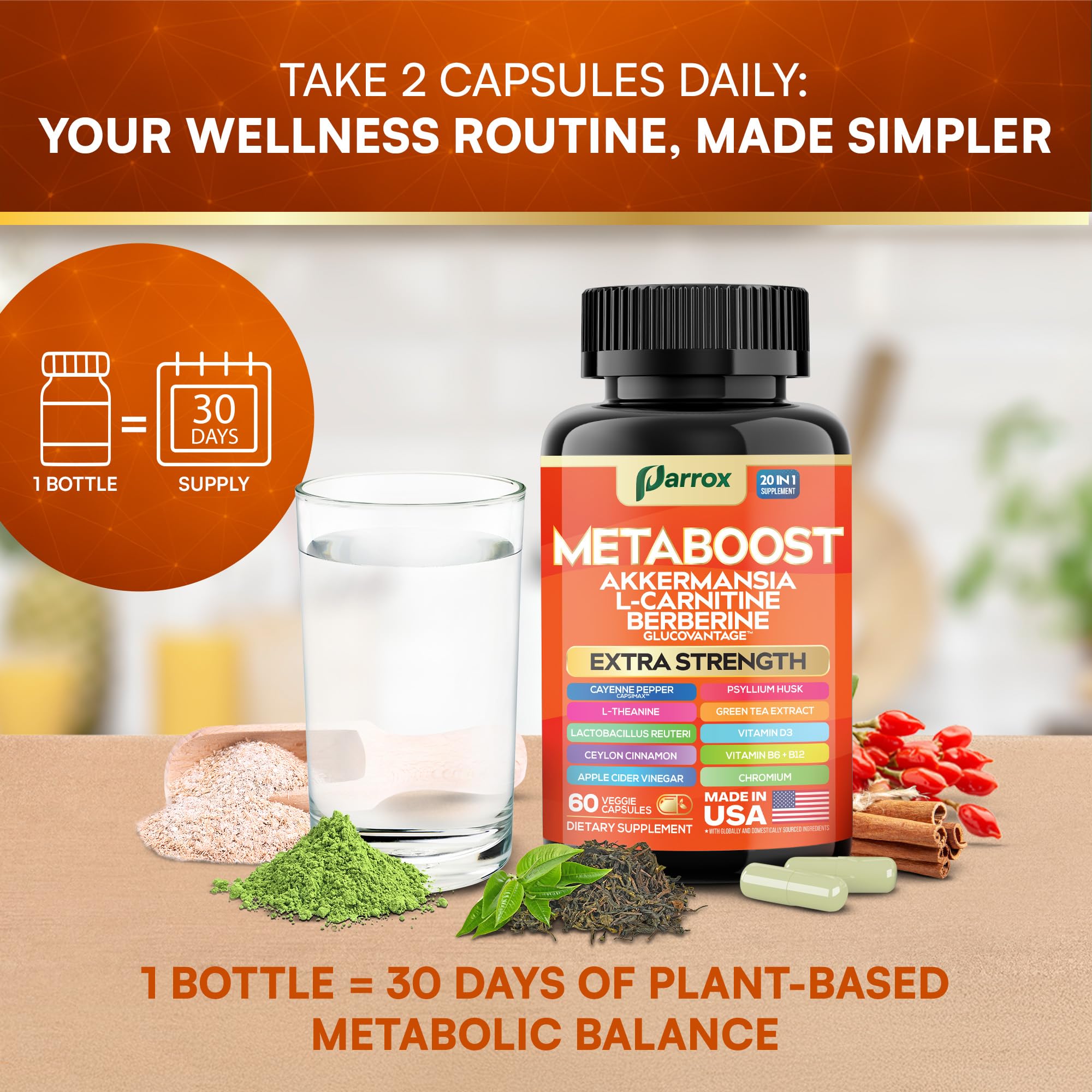 Parrox GLP-1 Booster apple cider vinegar powder, modern wellness staple.