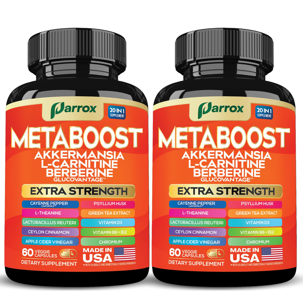 Parrox GLP-1 Booster bottle front, plant-based daily wellness.